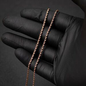 Solid Rose Gold Plated Heavy 316 Stainless Steel 2MM Twist Rope Chain Necklace